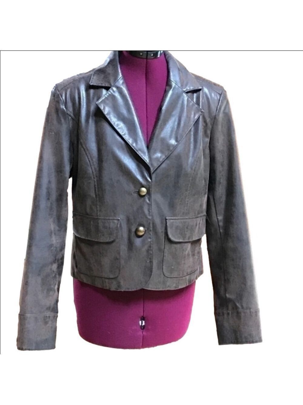 Weathered Leather Look Blazer Retro Jacket Ready to Rock and Roll  Medium Brown